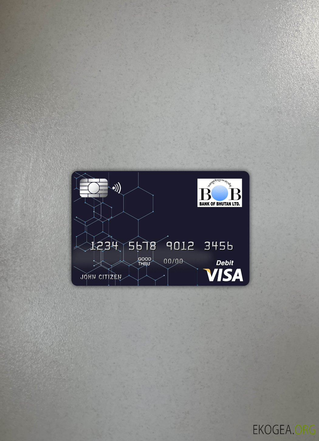 Photolook de la carte visa de la Banque du Bhoutan du Bhoutan